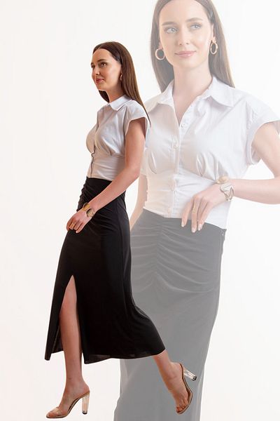 Laranor Bizgü Design - Fusta maxi cu detaliu cu fante (șic de zi și de noapte)