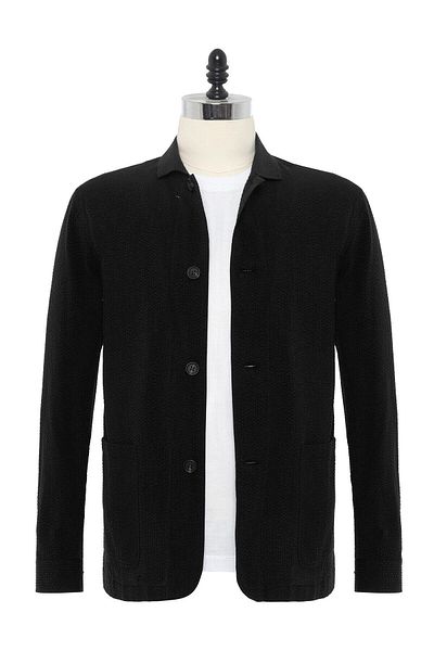 Germirli Beyoğlu Tailor Fit Seersucker Jacket Shirt - Black Cotton