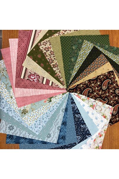 MARGOT Pamuk Kumaş Seti, 26 Adet Uyumlu Kumaş, 27x27cm Kırkyama Seti, 1. Kali...