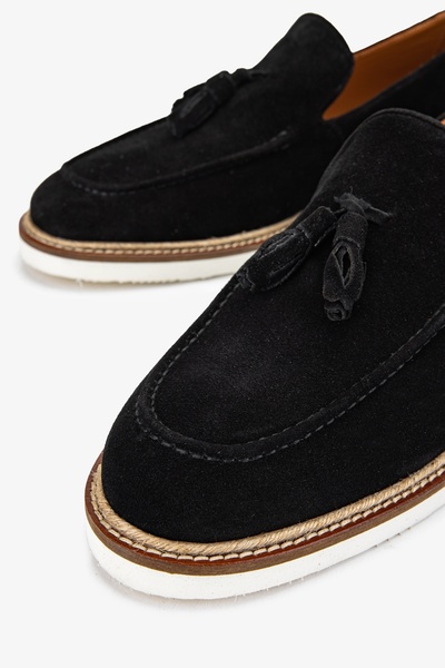 Valmenti Мъжки черни суедни мокасини - обувки от естествена кожа