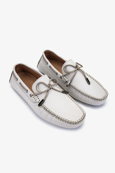 Valmenti Veronique Men's - Бели мокасини от естествена кожа