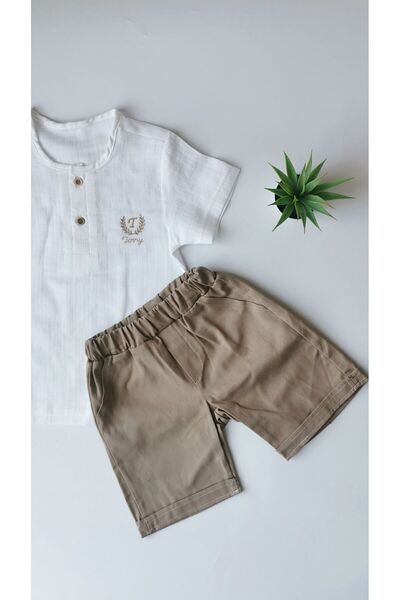 Butik Erkek Çocuk Şort ve Müslin Gömlek İkili takım