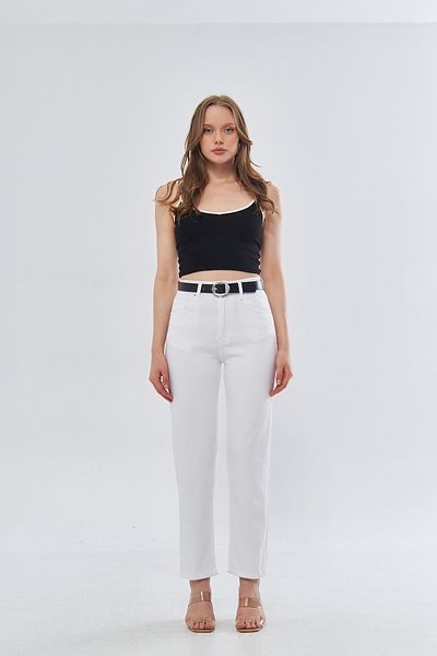 cracpot TREND White Mom Jeans - Stylish and Comfortable