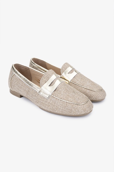 Valmenti Topy Kadın Naturel/Gold Deri & Tekstil Loafer Ayakkabı