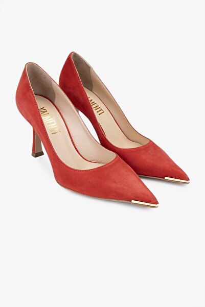 Valmenti Kastin Kadın Kırmızı Süet Hakiki Deri Topuklu Ayakkabı