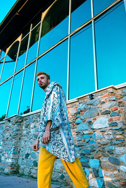 melongeneco Yarasa Kol Kapüşonlu Çiçek Bahçesi Kimono