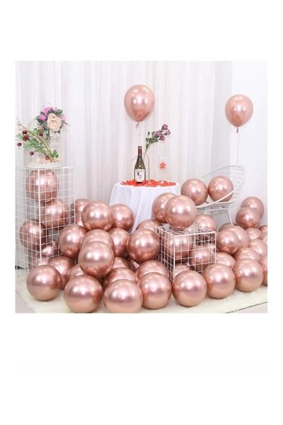 BalonEvi Krom Rose Gold Balon Aynali Balon 8 Adet