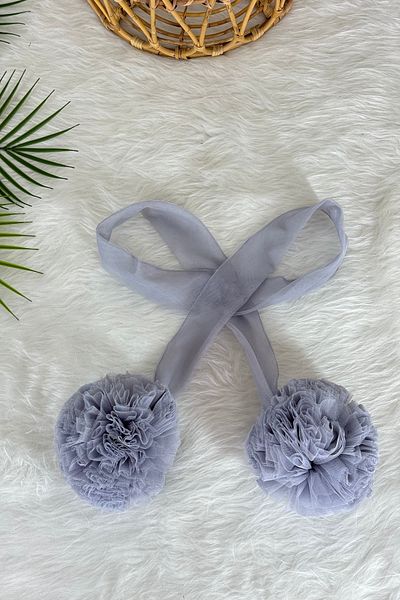 Pastelya Pompom Gray Mosquito Net Accessory