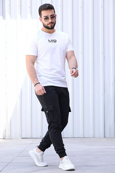 GÜLSELİ Μαύρο Jogger Sweatpants με Cargo Pockets - Ribbed Leg