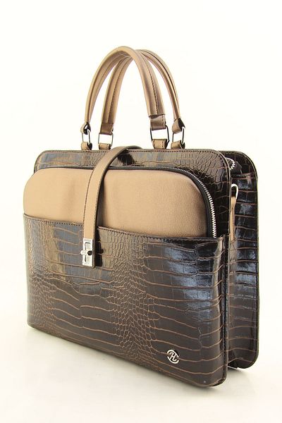 HNB Geantă unisex maro crocodil pentru laptop de 15-15,6 inchi