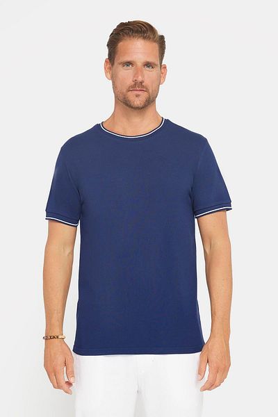 Tudors Ανδρικό T-shirt Slim Fit Slim Fit 100% βαμβακερό Flat Pike Navy Blue Crewneck