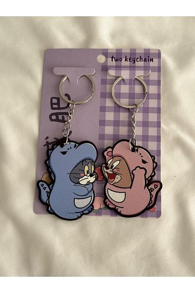 Planet Butik Set of 2 Cat and Mouse Keychains
