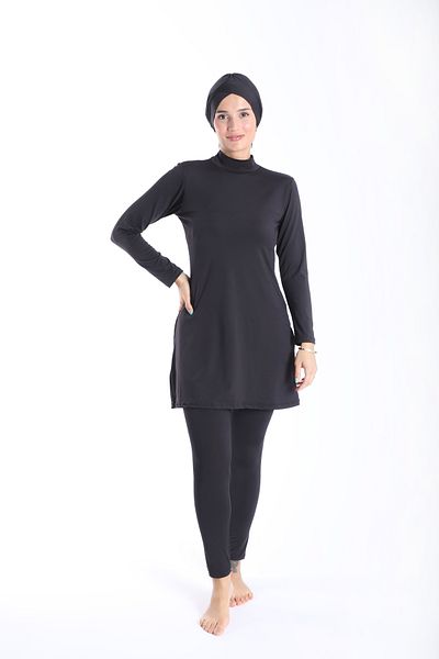 My-o Long Sleeve Hijab Women's Swimsuit - Solid Color 38-52