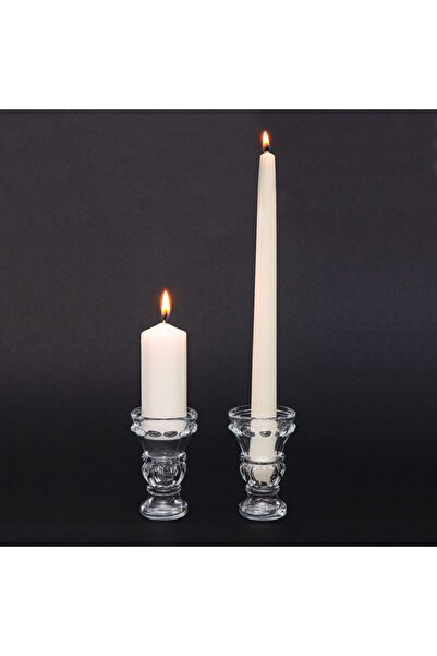 MUMEVİ 2 li Cam Şamdan Mumluk Ve Mum Seti