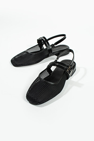 DUXAL SHOES Care Kadın Küt Burun Çift kemer Detay Kısa Topuklu- Babet