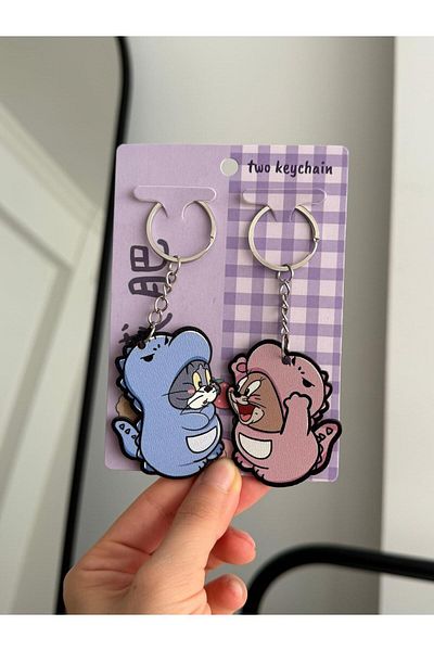 Planet Butik Set of 2 Cat and Mouse Keychains