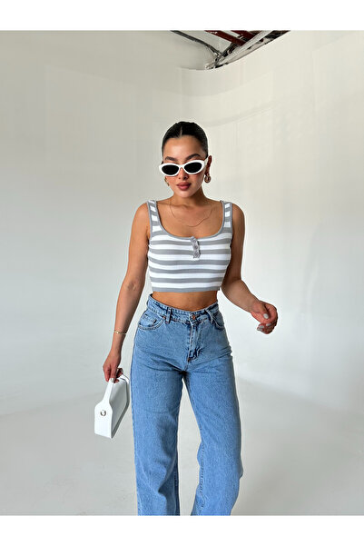 Laluvia Világoskék Palazzo Jean nadrág széles szárral és hómosóval