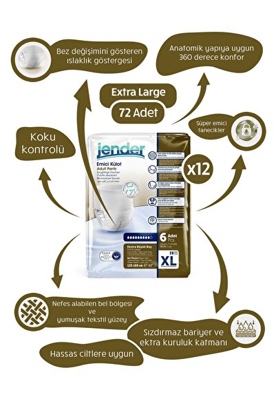 JENDER Emici Külot Xlarge 6x12 72'li