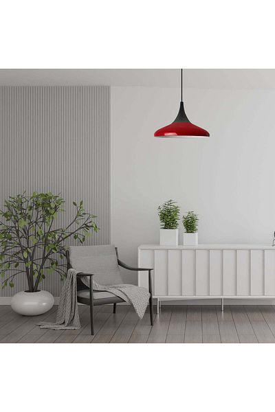 Bamyum Paladin Pendelleuchte - 35 cm Metal Hängelampe, Rote Lampe