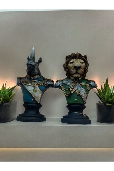 Umay Project Gergedan Kafalı Asker Büst Obje Minyatür Polyester Heykel - Bebe...