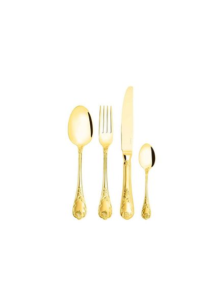 BUGATTI Shiny Gold King 24 Piece Spoon Knife Set