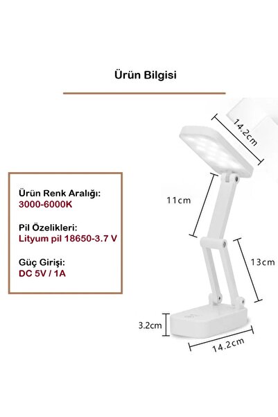 BGZ STORE Masa Lambası Katlanabilir Taşınabilir 24 LED'li - 3 Farklı Aydınlatma Moduyla Pratik ve Şık