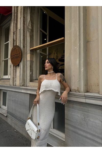 kenza'a Rochie de damă cu bretele din frânghie cu broderie