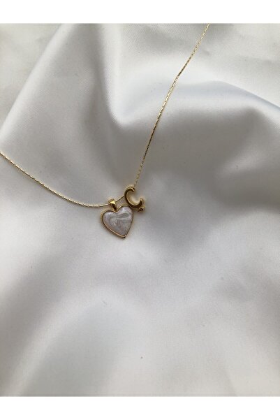 Claritas Takı Kadın Altın Kaplama Sedef Kalpli Ç Harfli Kolye