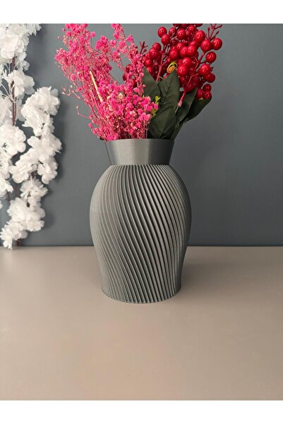 Limon 3D Desing Modern Şık Ve Dekoratif Dayanıklı Boncuk Vazosu | Salon- Seramik Görünümlü Plastik Vazo