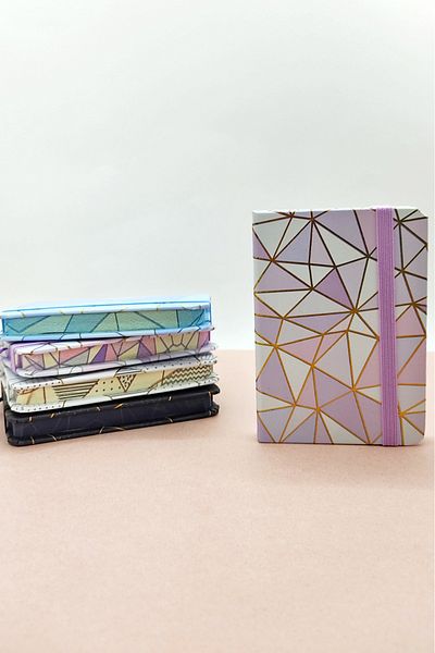 Limmy Lilac A7 Notebook - Geometric Patterned and Elastic Pocket