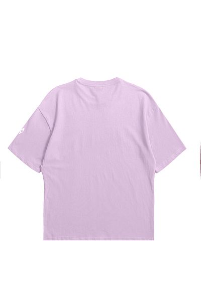Eazy Co Tricou de bază cu mânecă scurtă, unisex, oversize, cu imprimeu Eazy Lilac