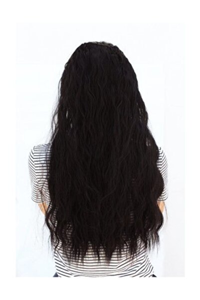 Pera Μισό Σελήνη ίσια + κυματιστά μαύρα μαλλιά 140 γραμμάρια 65 εκ. Δύο σε ένα