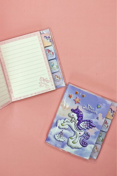Limmy Unicorn Themed A6 Notebook, Bookmarked Agenda - Purple