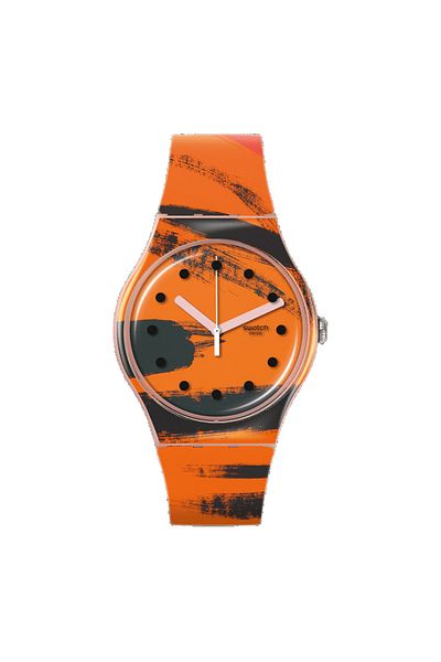 Swatch SUOZ362 Swatch Barns-Graham Unisex Wristwatch - Orange and Red on Pink