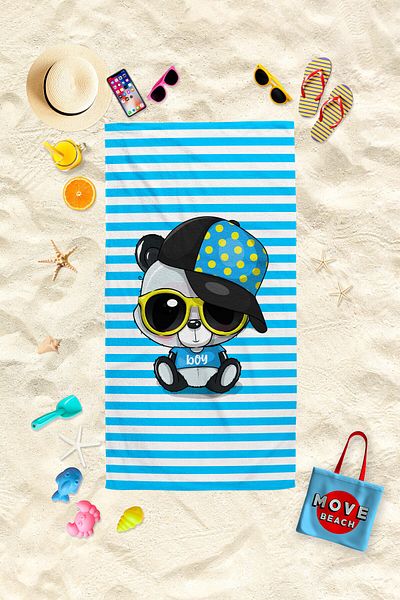 MoveBeach Prosop de plajă pentru copii cu model panda, prosop de baie