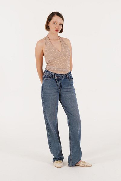 Hipo Trend Μπλούζα Camel Polka Dot - Halter Neck