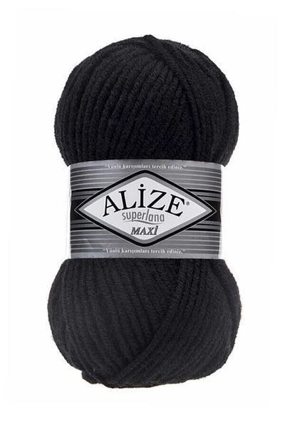 Alize Maxi Superlana Black 60 THick Hand Knitted - THread vest and Cardigan THread
