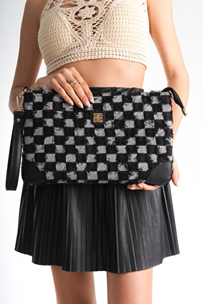 Redoxy Дамска чанта по индивидуален дизайн - с ресни и карирана материя