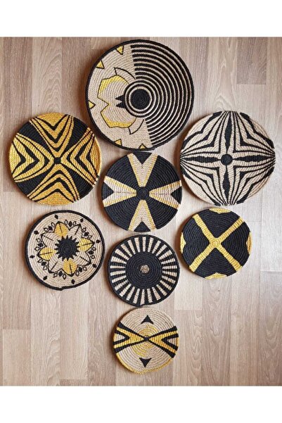 Joly El Yapımı Afrikan Tabak Etnik Hasır Tabak Seti Bohem Duvar Dekoru Afrika Tabak