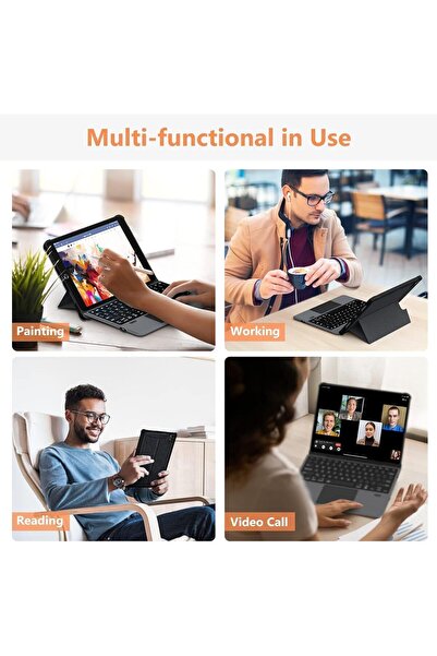 Fogy İpad Air 11 M2/m3 2024/2025 Uyumlu Bluetooth Klavyeli Mag Touchpad Standlı Kılıf