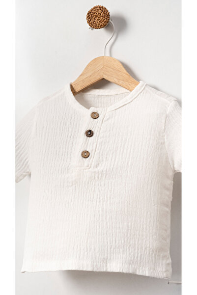 Bubito Unisex Baby and Kids Gray Striped 100% Cotton Muslin Shorts Set - Buttoned