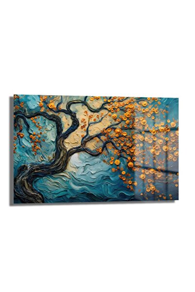 GLAZELLA Dekoratif Modern Ağaç Yatay Cam Tablo