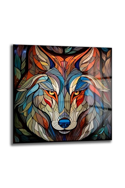 Wolf Square Glass Painting