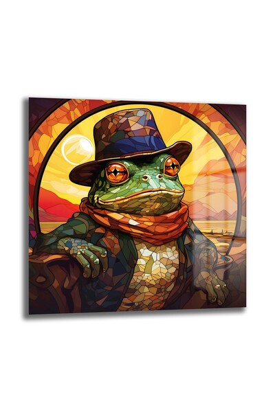 GLAZELLA Baron Kurbağa  Kare Cam Tablo