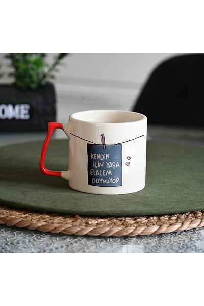 GünayStore 200 ml Luxury Double Turkish Coffee Cup & Espresso Coffee with Motto Motivation Design