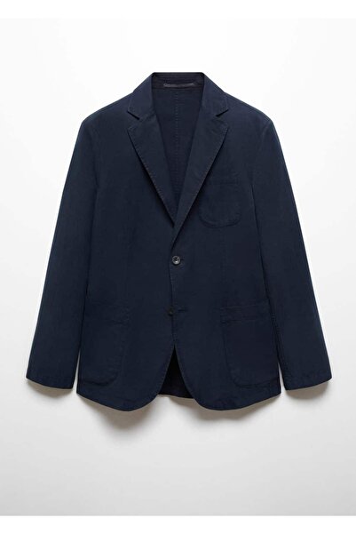 MANGO Man Dar kesim keten-pamuk karışımlı blazer ceket