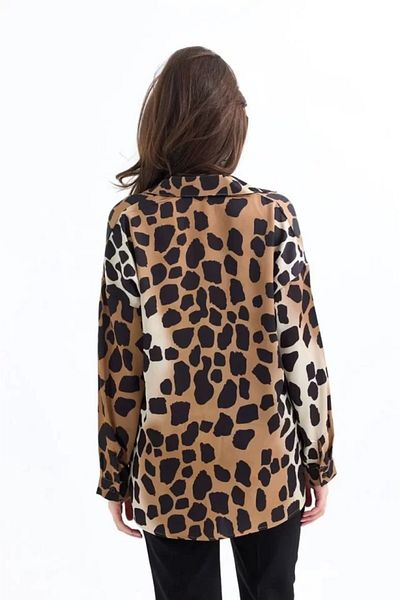 Red Blood Leopard Pattern Satin Shirt - Digital Printed
