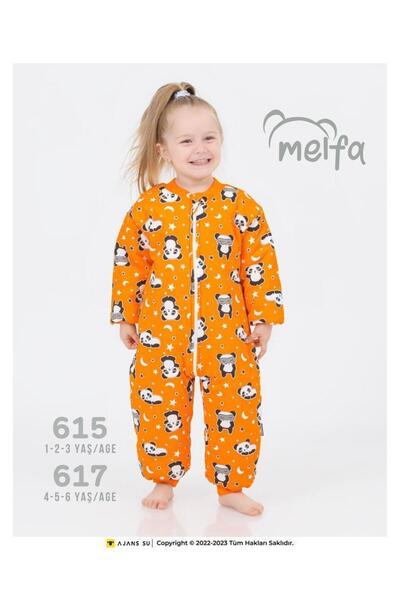 Melfa Yellow Patterned Children's Jumpsuit - Thick Fiber and Padded