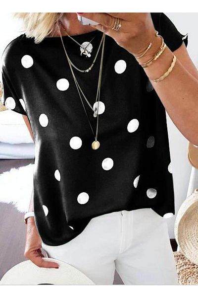 rengafashion Γυναικεία πουά Moskrep Fabric Basic Μπλούζα (Χρώμα)