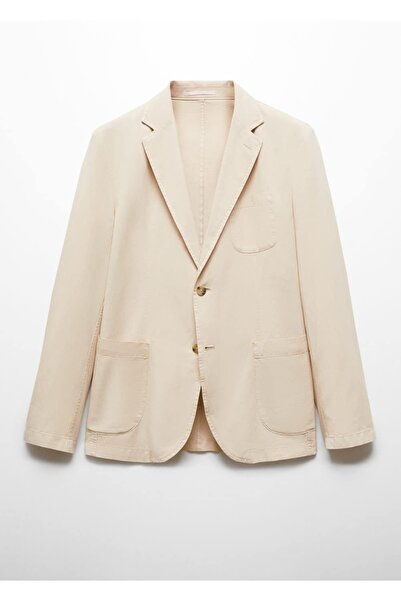 MANGO Man Dar kesim keten-pamuk karışımlı blazer ceket